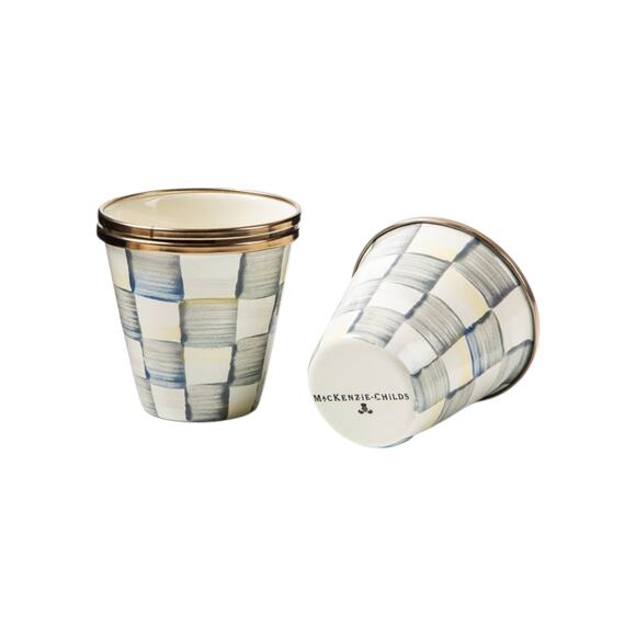 MACKENZIE-CHILDS Herb Pots in Sterling Check Set of 3 - Picture 3 of 9